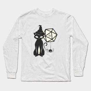 Halloween Cat with Polyhedral D20 Dice of the Witch Long Sleeve T-Shirt